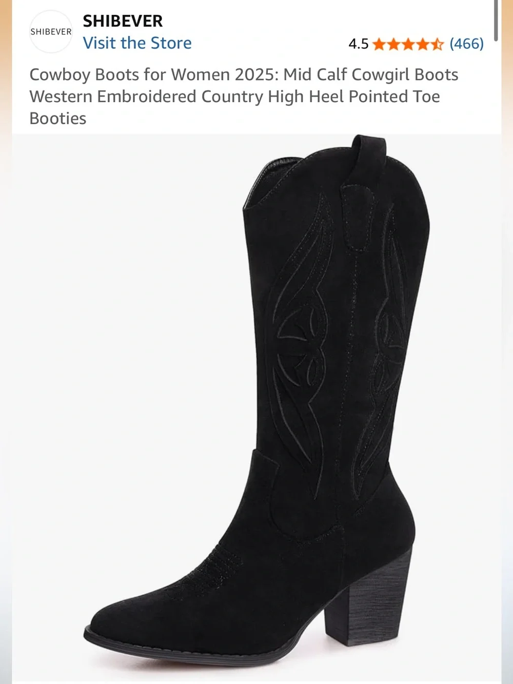Shibever Cowboy Black Boots for Women Size 10 New in Box #Lux-CL